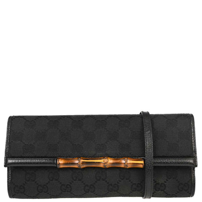 Gucci Black Canvas GG Bamboo Shoulder Bag