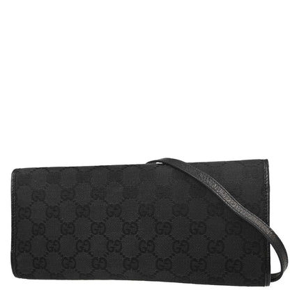Gucci Black Canvas GG Bamboo Shoulder Bag
