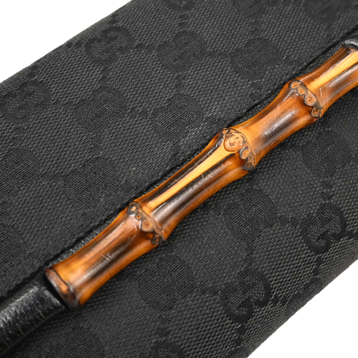 Gucci Black Canvas GG Bamboo Shoulder Bag
