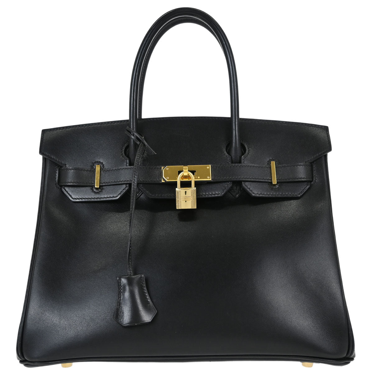 Hermes Black Box Calf Birkin 30 Handbag