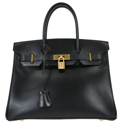 Hermes Black Box Calf Birkin 30 Handbag