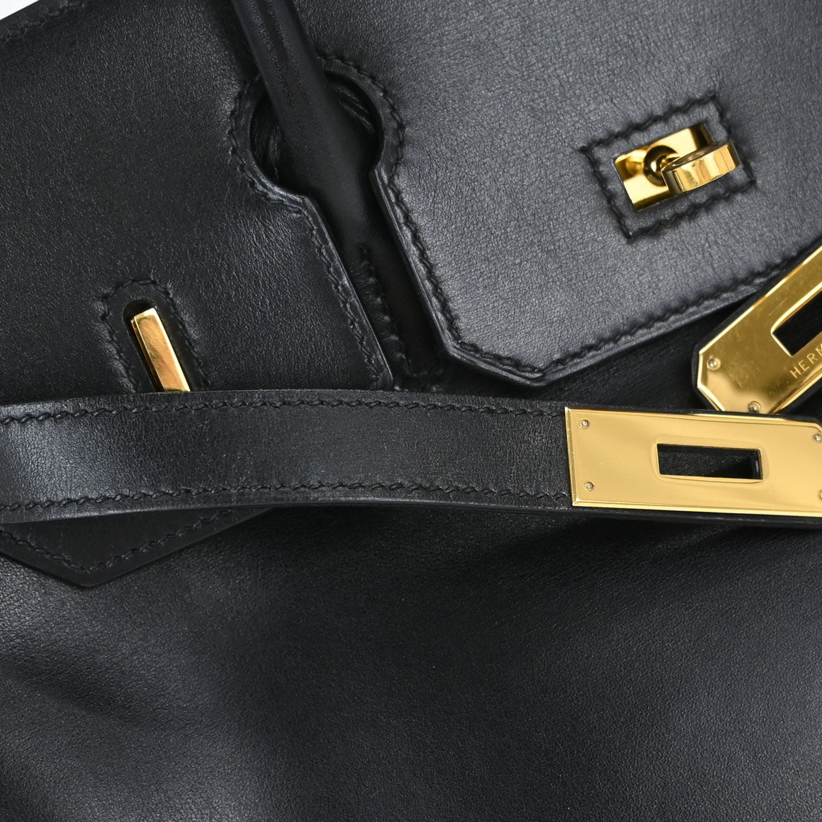 Hermes Black Box Calf Birkin 30 Handbag
