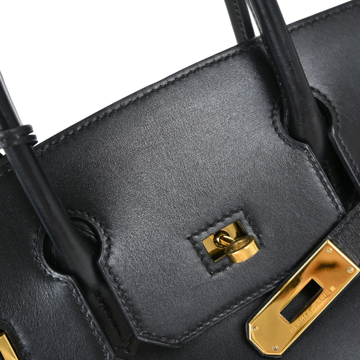 Hermes Black Box Calf Birkin 30 Handbag