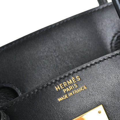 Hermes Black Box Calf Birkin 30 Handbag