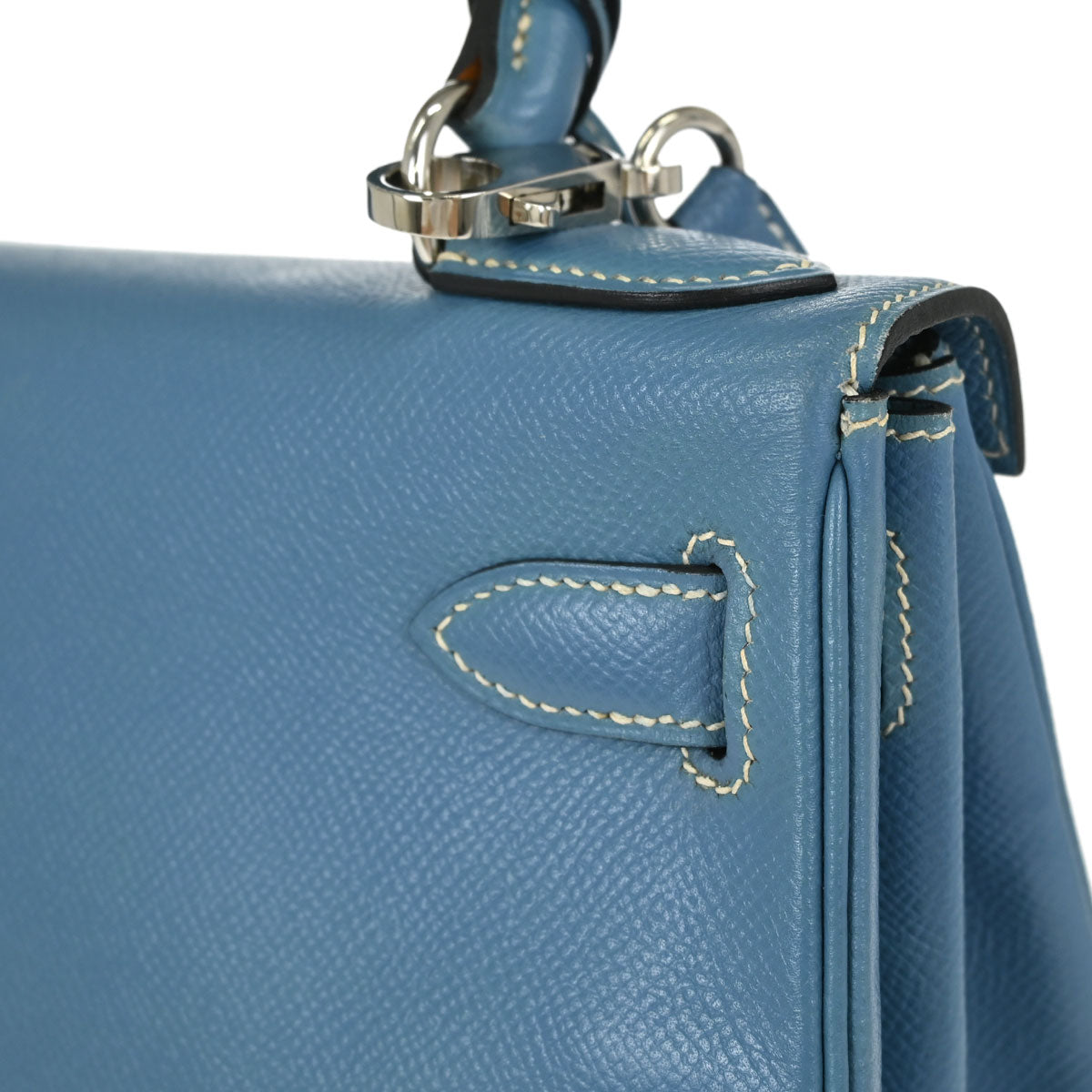 Hermes Blue Jean Courchevel Kelly 28 Retourne 2way Shoulder Handbag