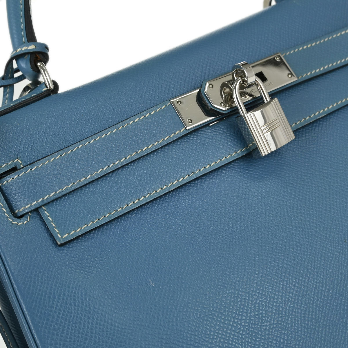 Hermes Blue Jean Courchevel Kelly 28 Retourne 2way Shoulder Handbag