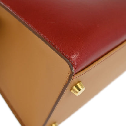 Hermes Rouge H Natural Box Calf Kelly 32 Sellier 2way Shoulder Handbag