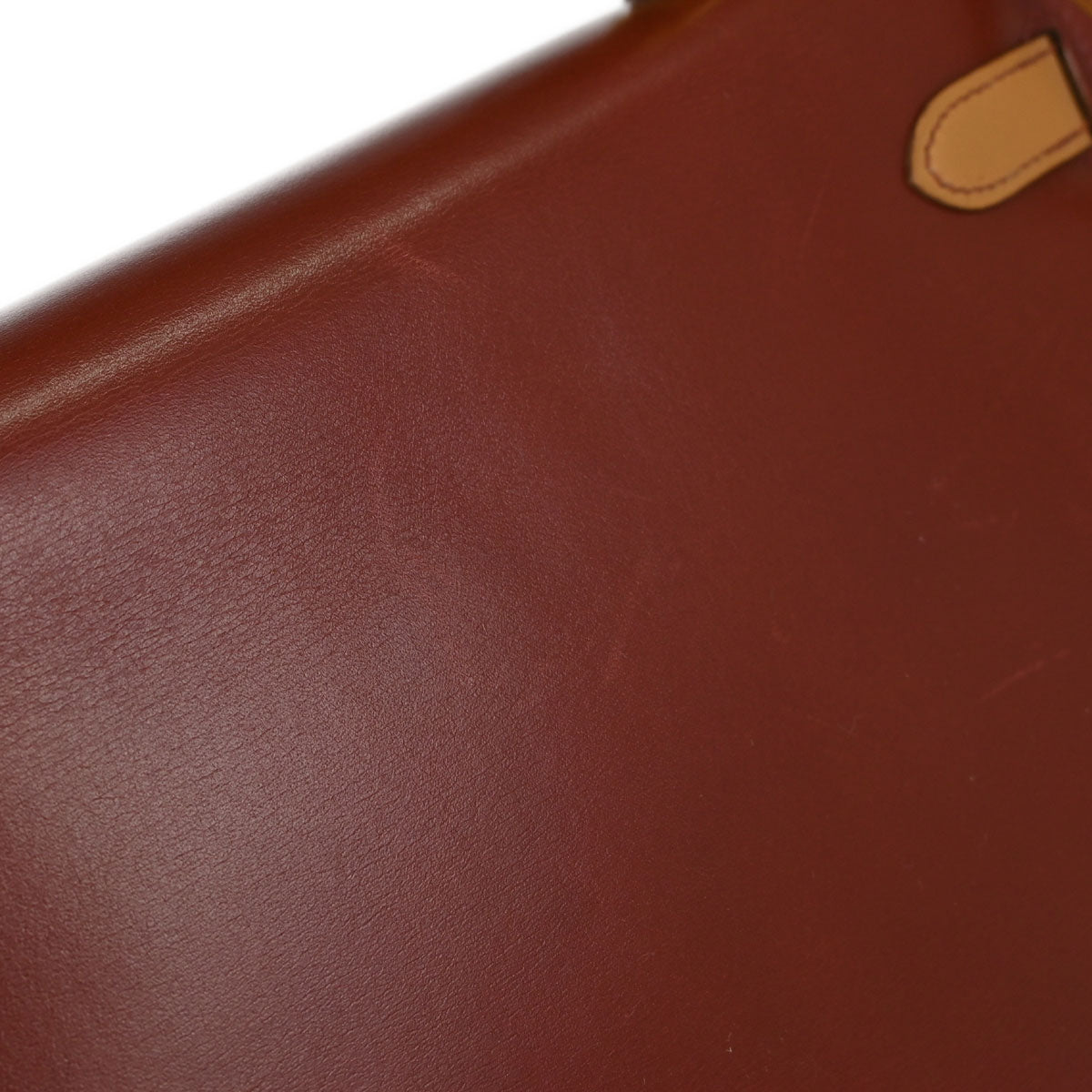 Hermes Rouge H Natural Box Calf Kelly 32 Sellier 2way Shoulder Handbag