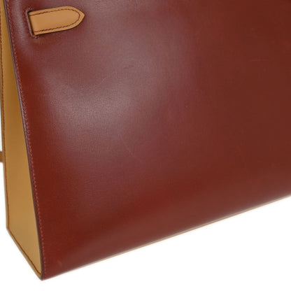 Hermes Rouge H Natural Box Calf Kelly 32 Sellier 2way Shoulder Handbag