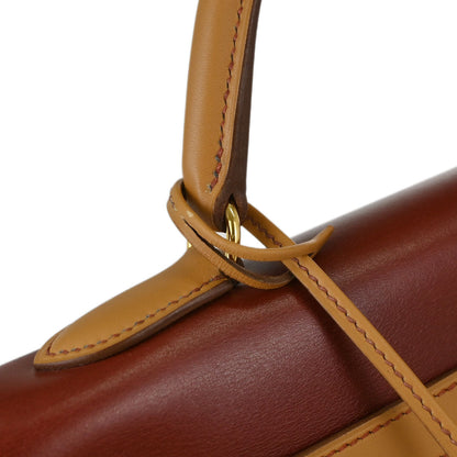 Hermes Rouge H Natural Box Calf Kelly 32 Sellier 2way Shoulder Handbag
