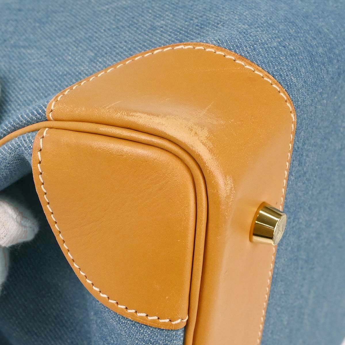 Hermes Blue Jean Natural Toile Jean Vache Birkin 40 Handbag