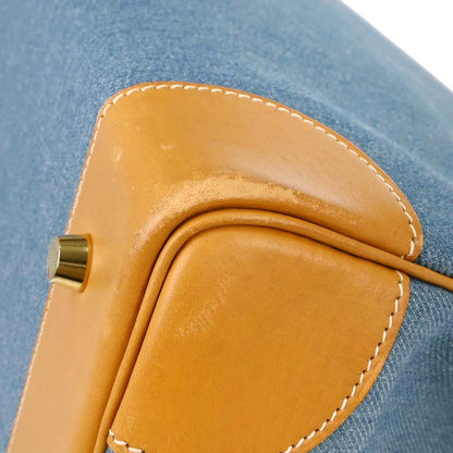 Hermes Blue Jean Natural Toile Jean Vache Birkin 40 Handbag