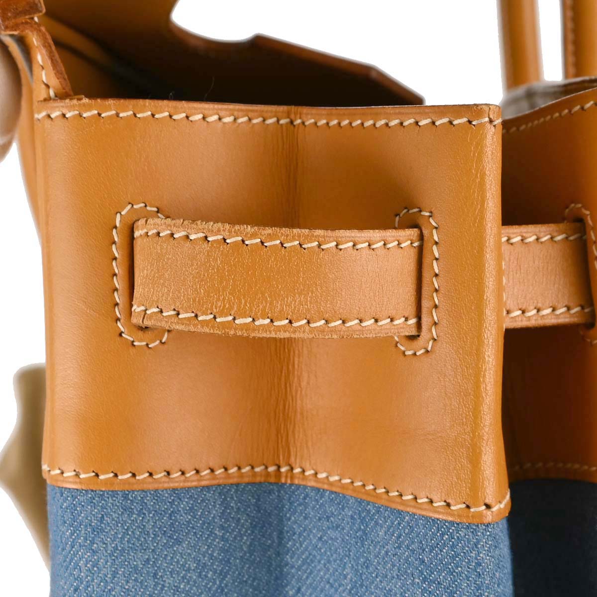 Hermes Blue Jean Natural Toile Jean Vache Birkin 40 Handbag