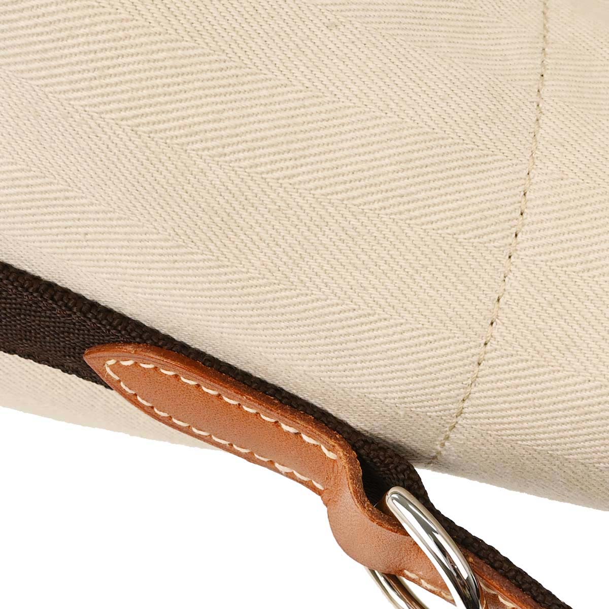 Hermes Beige Toile Chevron Sac de Pansage Bucket Shoulder Bag