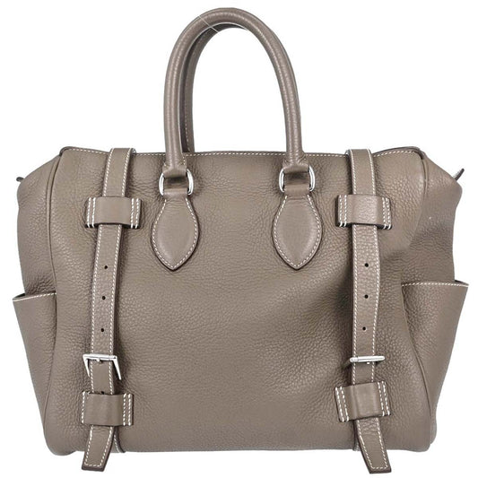 Hermes Etoupe Gray Taurillon Clemence Pursangle 31 Handbag