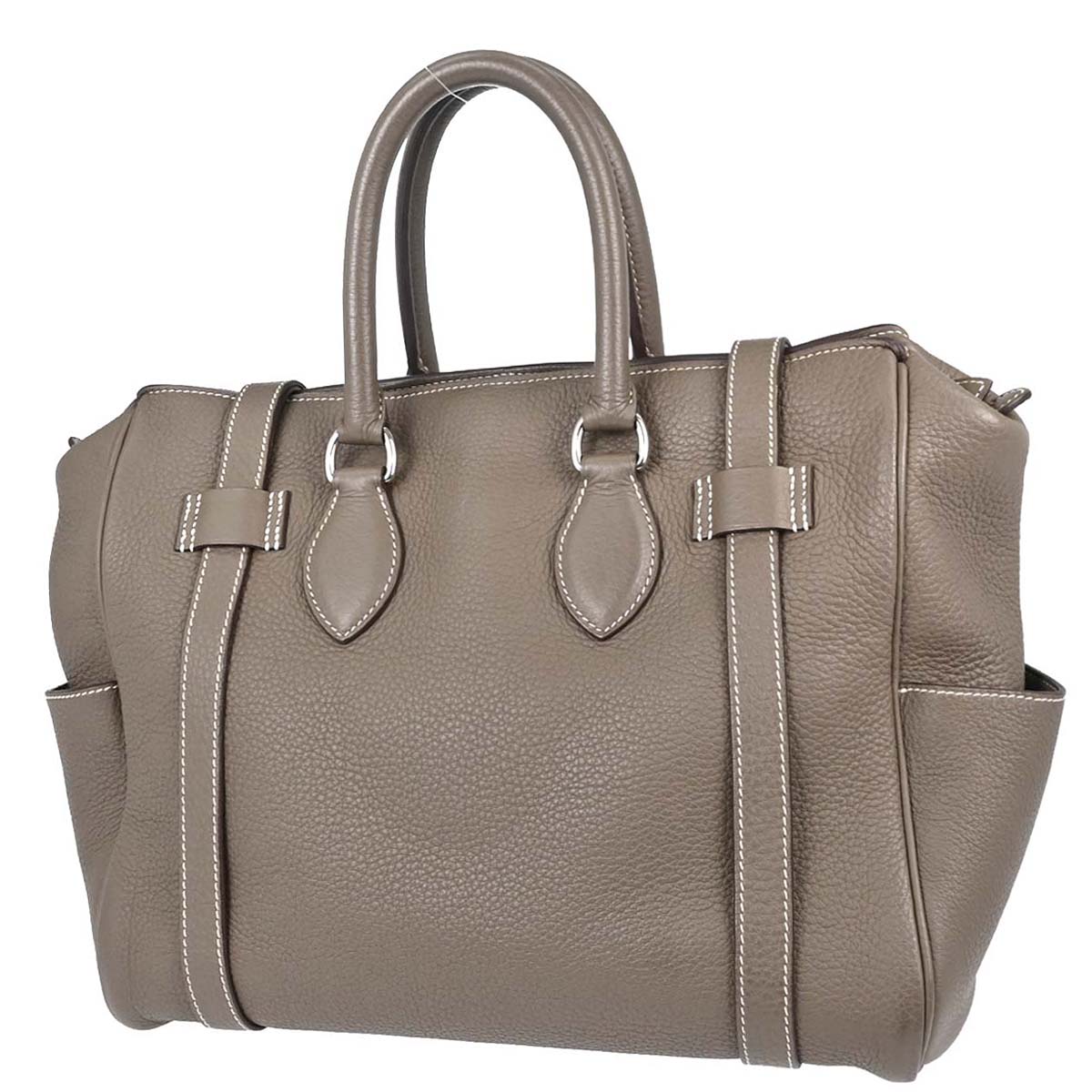 Hermes Etoupe Gray Taurillon Clemence Pursangle 31 Handbag