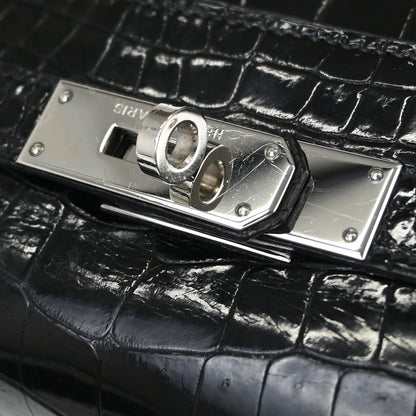 Hermes* Black Niloticus Kelly 32 Sellier 2way Shoulder Handbag