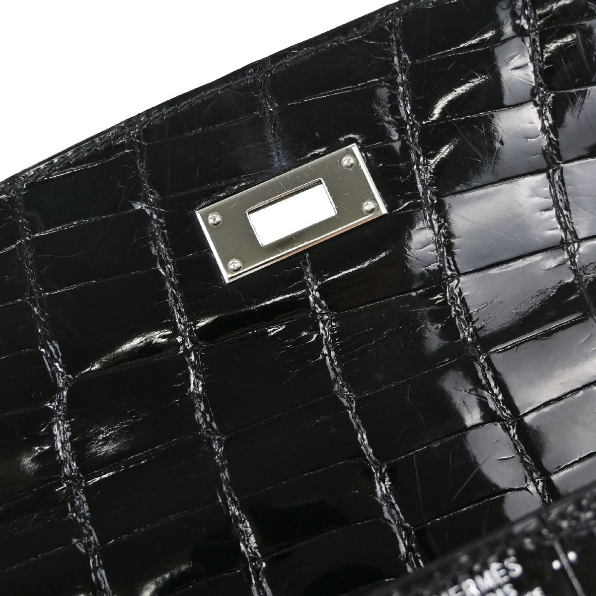 Hermes* Black Niloticus Kelly 32 Sellier 2way Shoulder Handbag