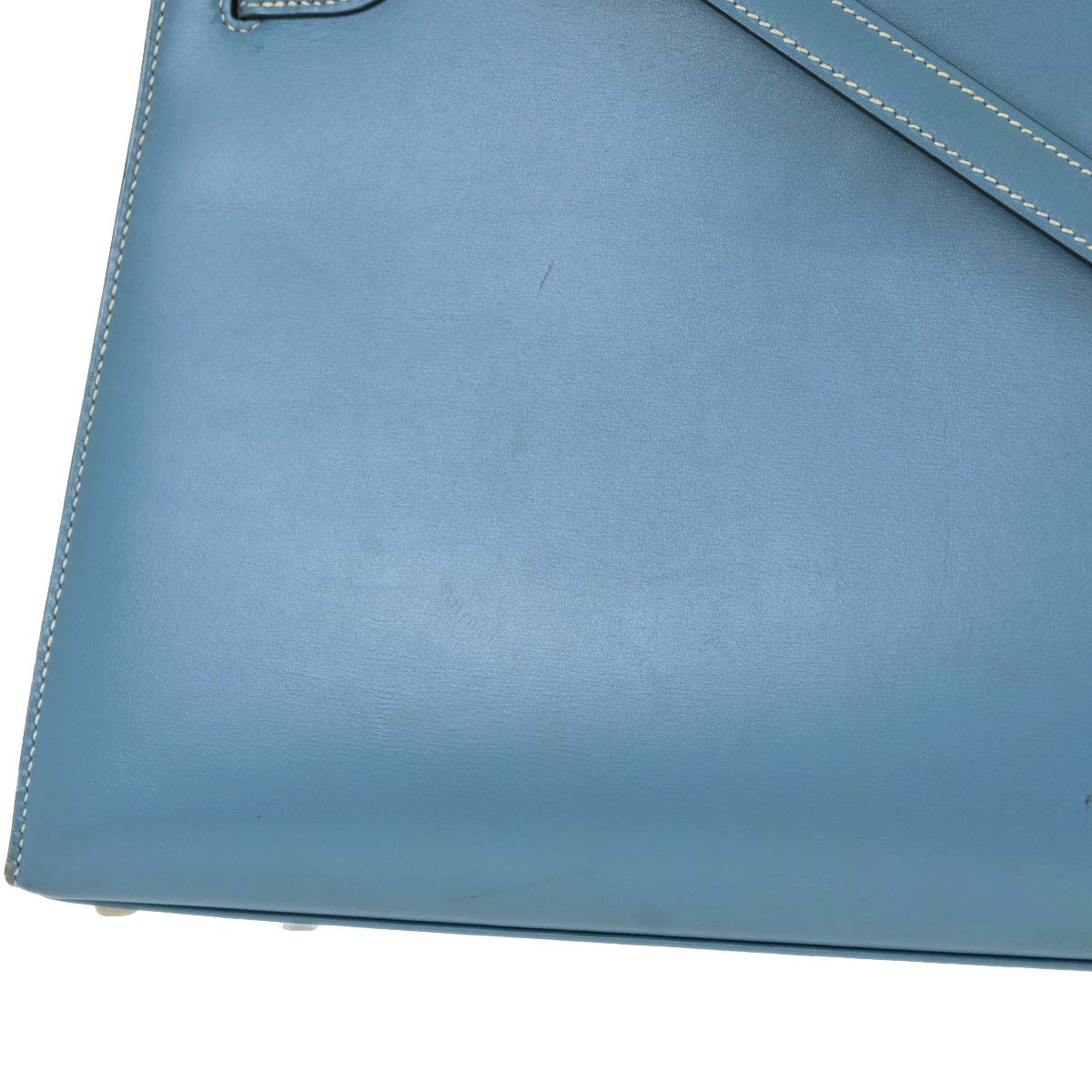 Hermes Blue Jean Box Calf Kelly 28 Sellier 2way Shoulder Handbag