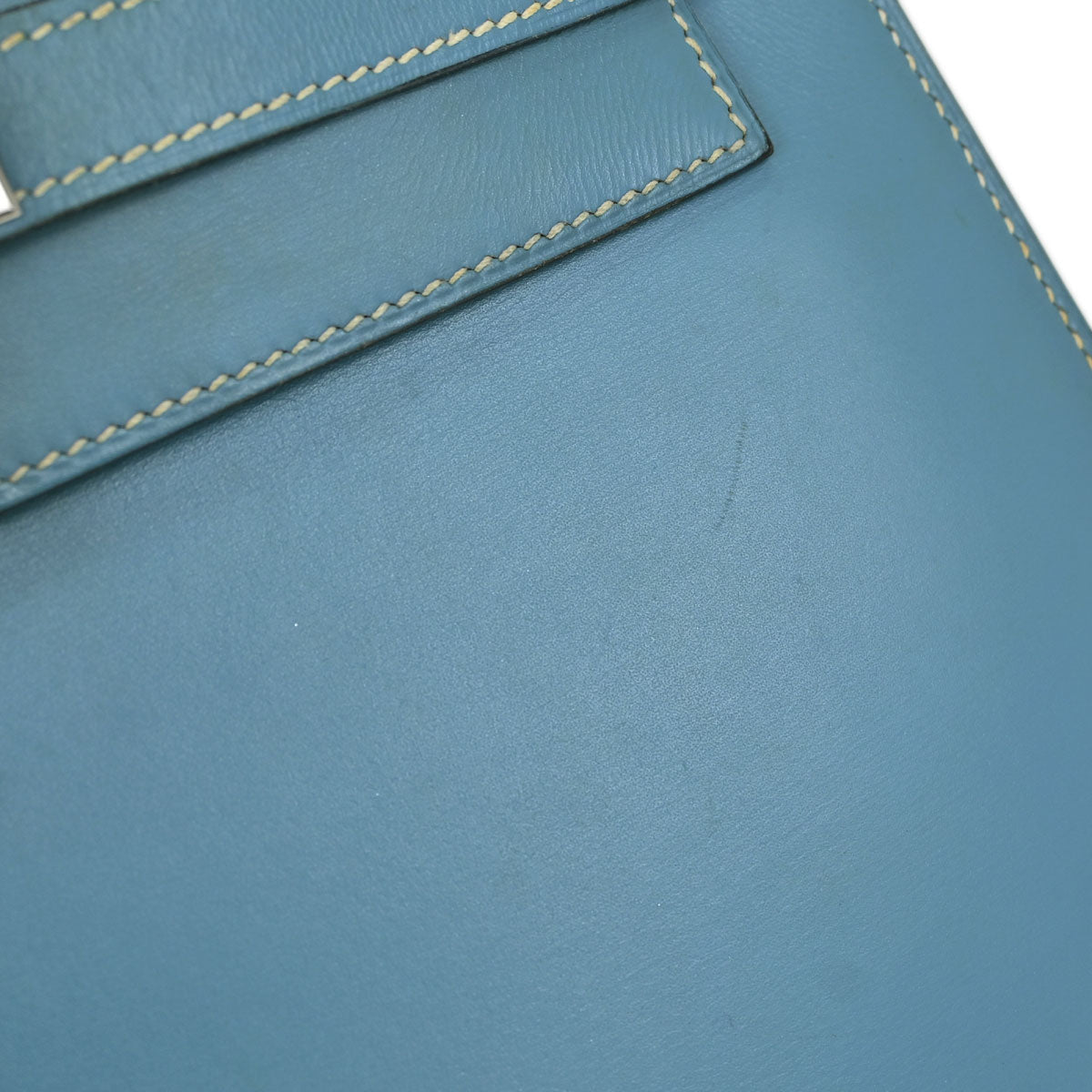 Hermes Blue Jean Box Calf Kelly 28 Sellier 2way Shoulder Handbag