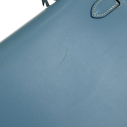 Hermes Blue Jean Box Calf Kelly 28 Sellier 2way Shoulder Handbag