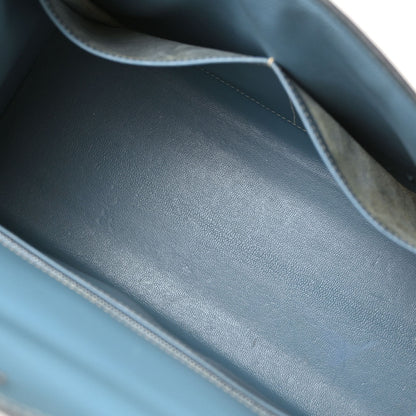 Hermes Blue Jean Box Calf Kelly 28 Sellier 2way Shoulder Handbag