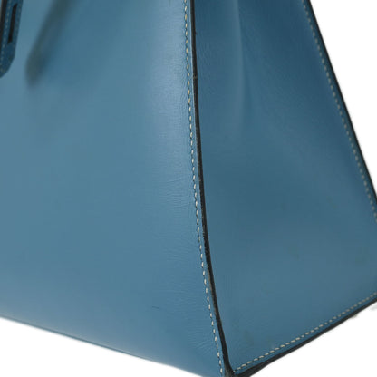 Hermes Blue Jean Box Calf Kelly 28 Sellier 2way Shoulder Handbag