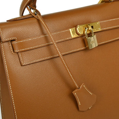 Hermes Gold Courchevel Kelly 32 Sellier 2way Shoulder Handbag
