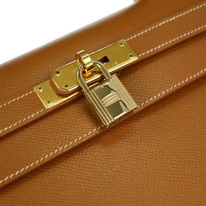 Hermes Gold Courchevel Kelly 32 Sellier 2way Shoulder Handbag