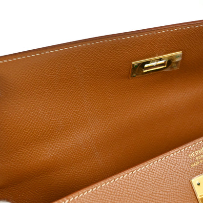 Hermes Gold Courchevel Kelly 32 Sellier 2way Shoulder Handbag