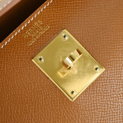 Hermes Gold Courchevel Kelly 32 Sellier 2way Shoulder Handbag