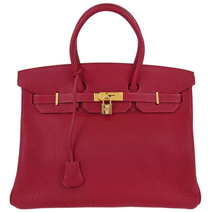 Hermes Rouge Garance Fjord Birkin 35 Handbag