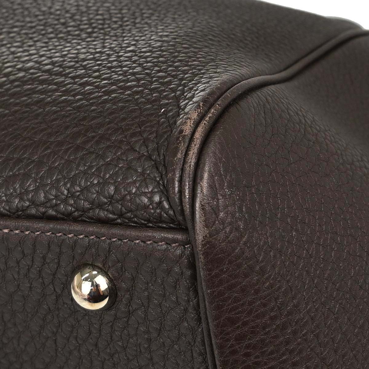Hermes Chocolat Taurillon Clemence Paris Bombay 40 Handbag