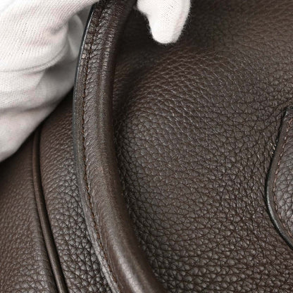 Hermes Chocolat Taurillon Clemence Paris Bombay 40 Handbag