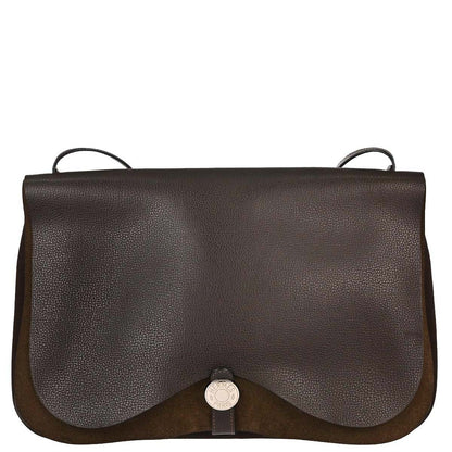Hermes Cafe Toile Officier Vache Liegee Sac Colorado GM Shoulder Bag