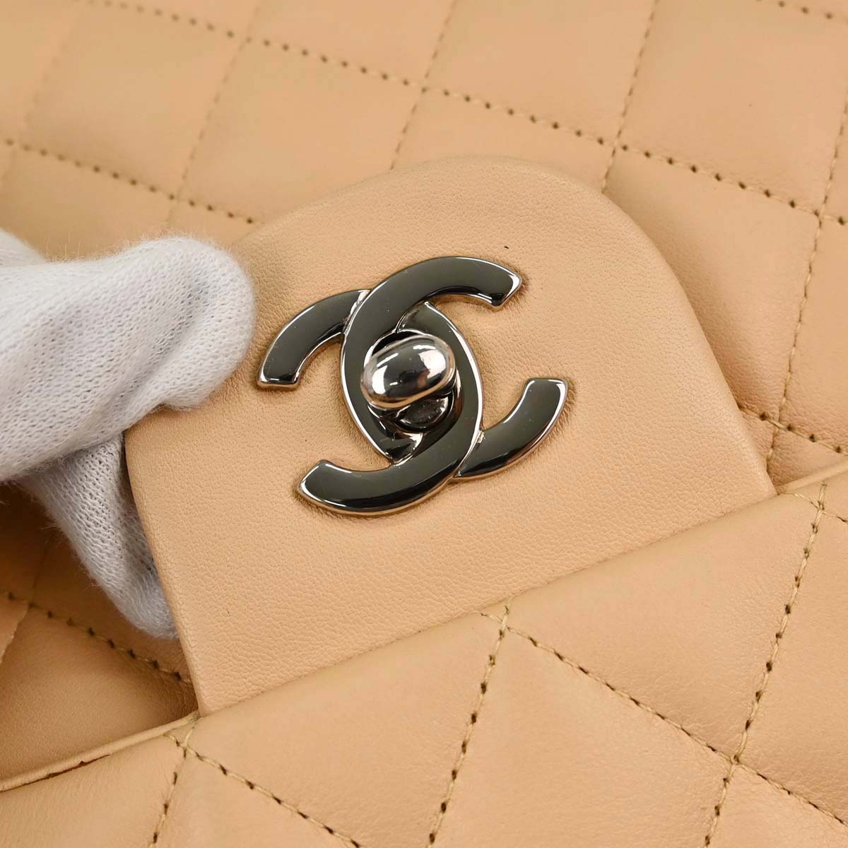 Chanel 2004-2005 Beige Calfskin Cambon Ligne Handbag