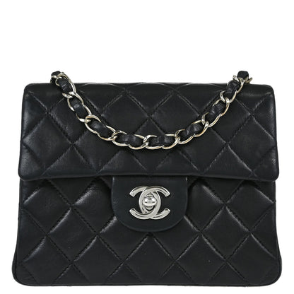 Chanel Black Lambskin Mini Classic Square Flap Shoulder Bag 17