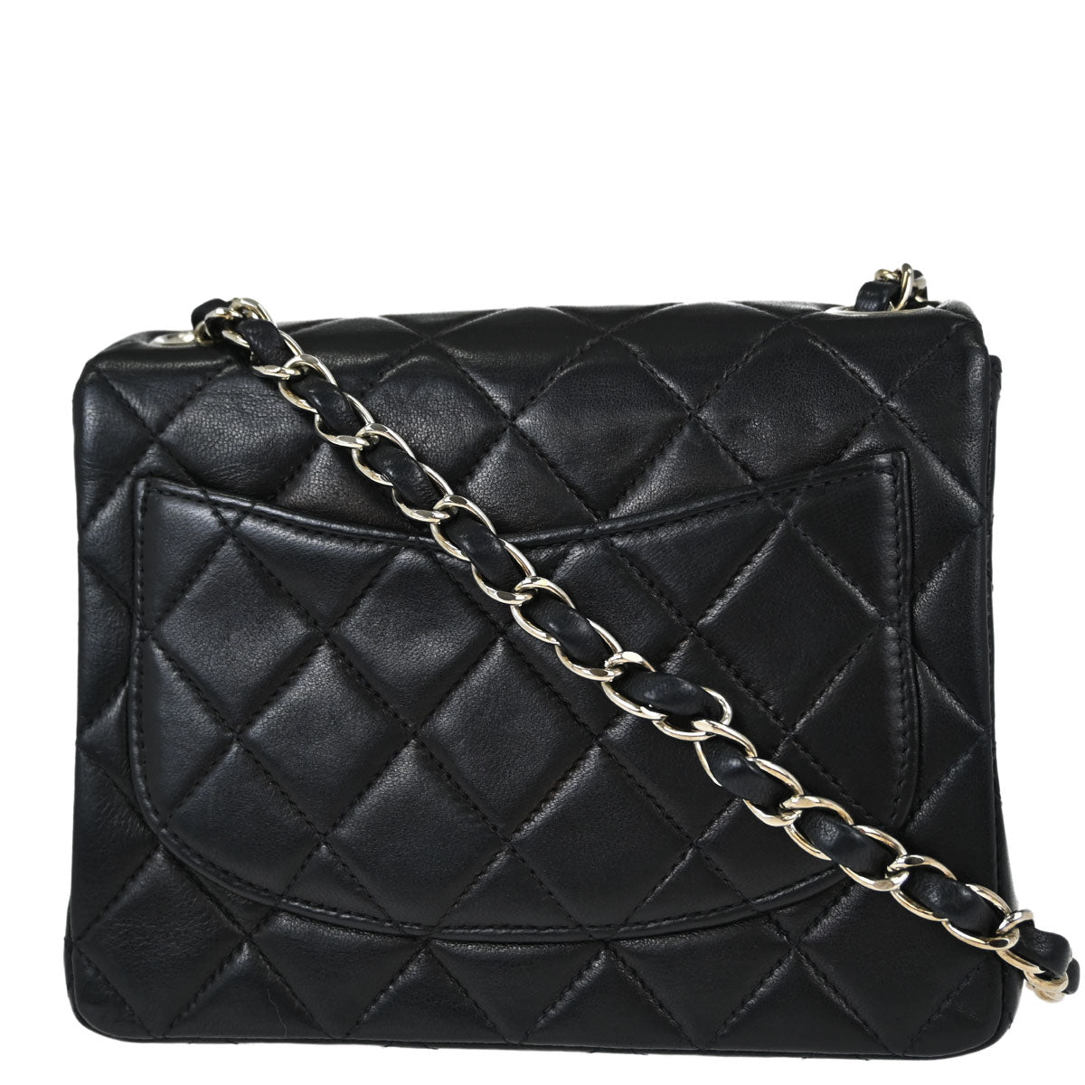 Chanel Black Lambskin Mini Classic Square Flap Shoulder Bag 17
