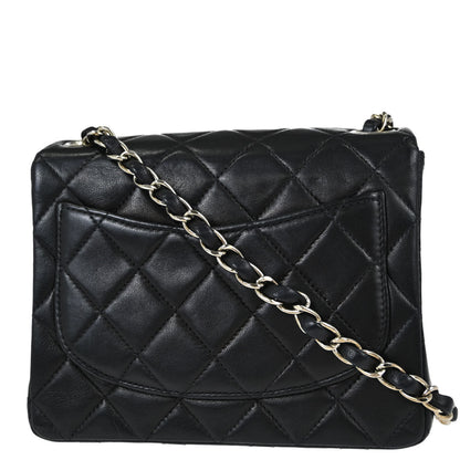 Chanel Black Lambskin Mini Classic Square Flap Shoulder Bag 17