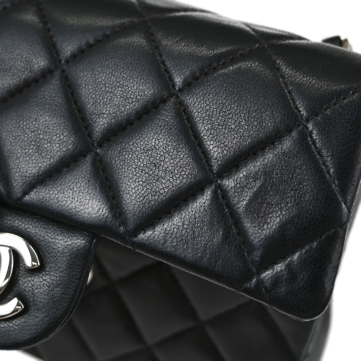Chanel Black Lambskin Mini Classic Square Flap Shoulder Bag 17