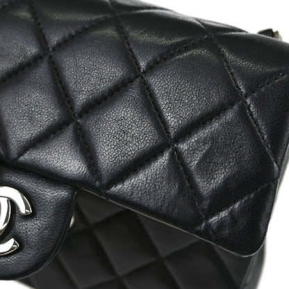 Chanel Black Lambskin Mini Classic Square Flap Shoulder Bag 17