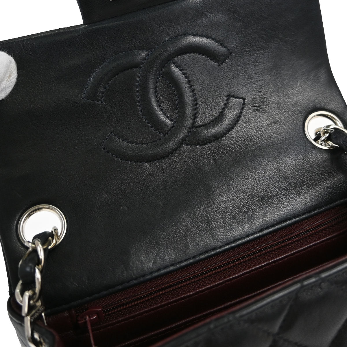 Chanel Black Lambskin Mini Classic Square Flap Shoulder Bag 17