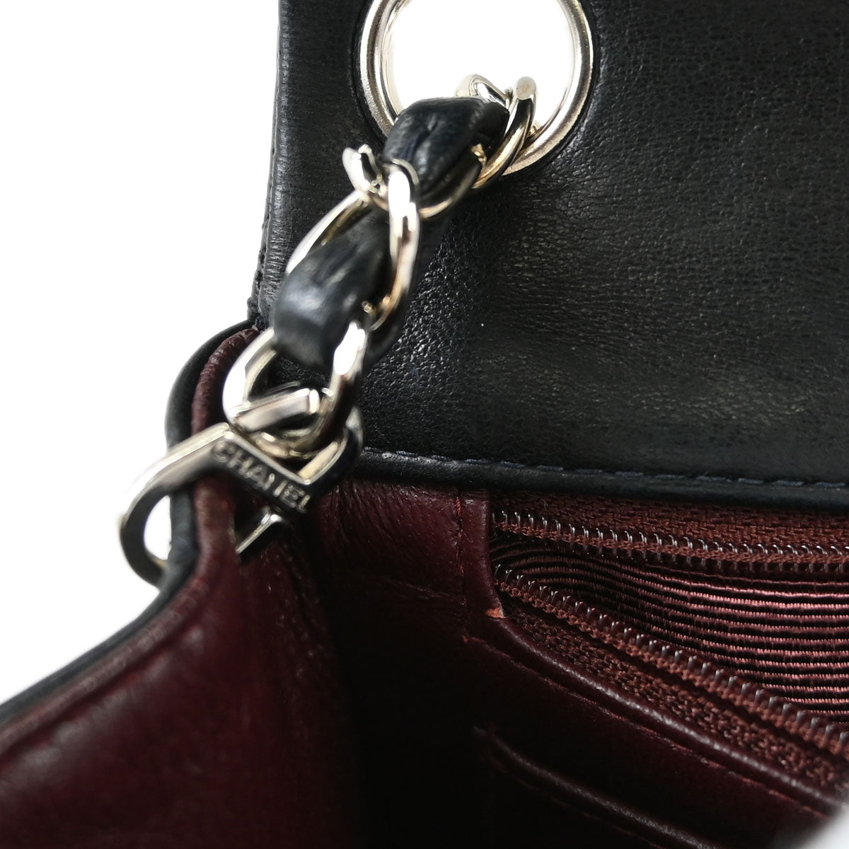 Chanel Black Lambskin Mini Classic Square Flap Shoulder Bag 17