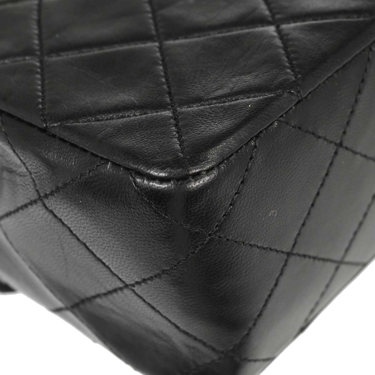 Chanel Black Lambskin Classic Square Flap Shoulder Bag 20