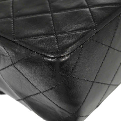 Chanel Black Lambskin Classic Square Flap Shoulder Bag 20