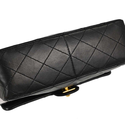Chanel Black Lambskin Classic Square Flap Shoulder Bag 20