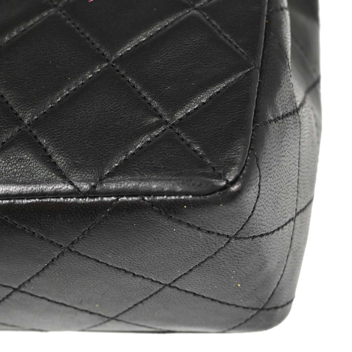 Chanel Black Lambskin Classic Square Flap Shoulder Bag 20