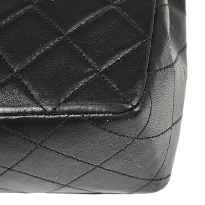 Chanel Black Lambskin Classic Square Flap Shoulder Bag 20