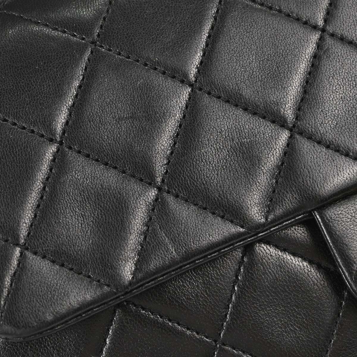 Chanel Black Lambskin Classic Square Flap Shoulder Bag 20