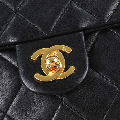 Chanel Black Lambskin Classic Square Flap Shoulder Bag 20